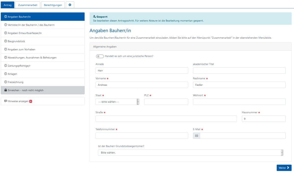 Baugenehmigung online Antragsformular
